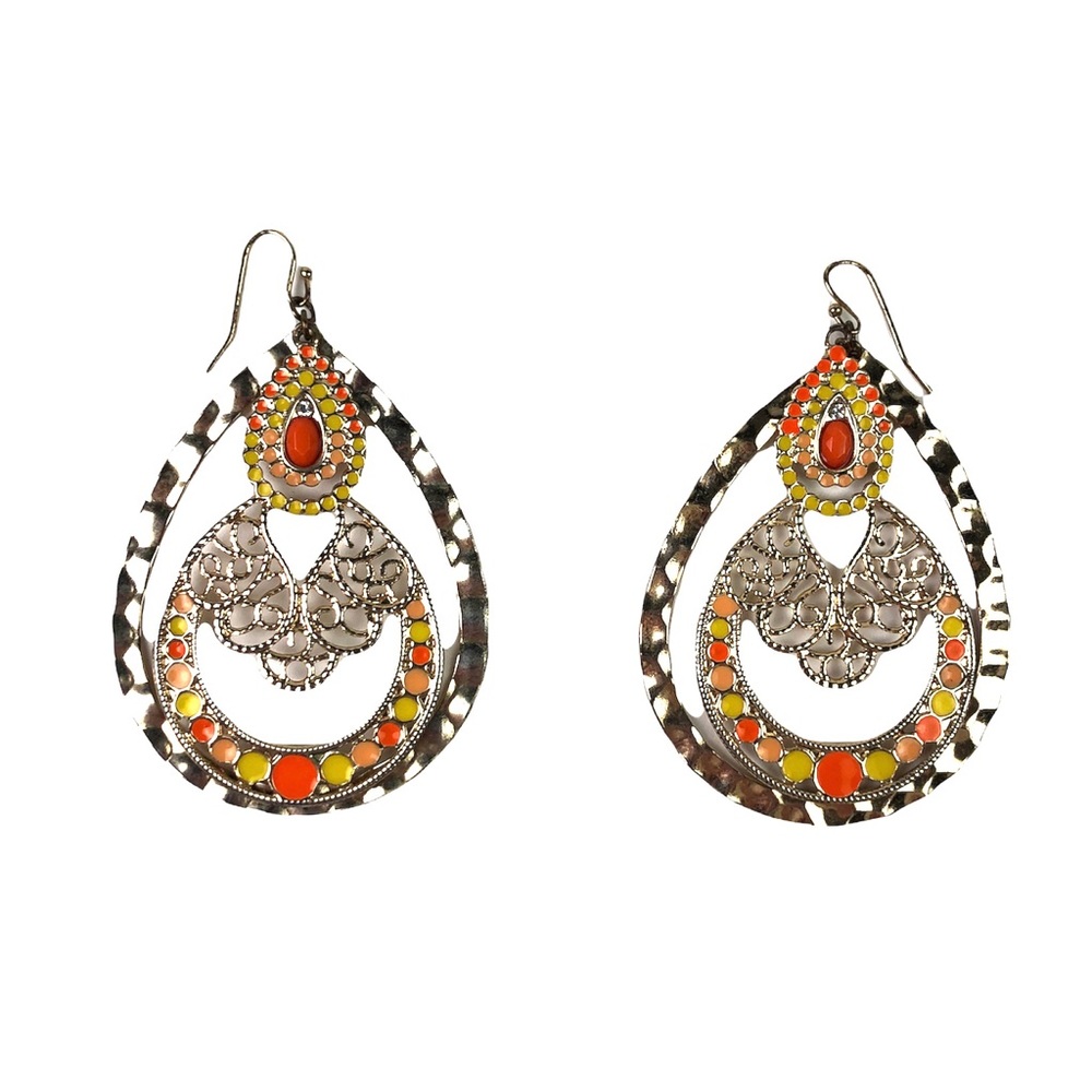 Icing Teardrop Orange & Yellow Earings